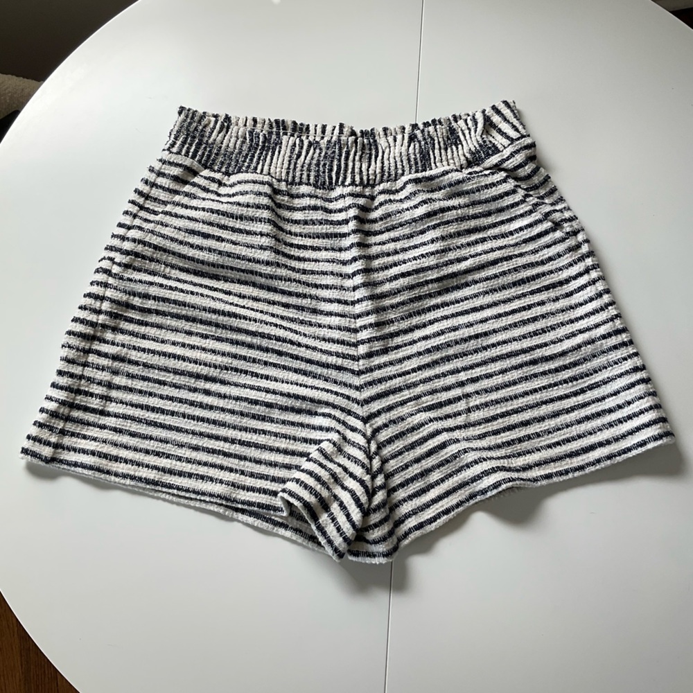 Lou & Grey Navy and White Striped High Waist Shorts